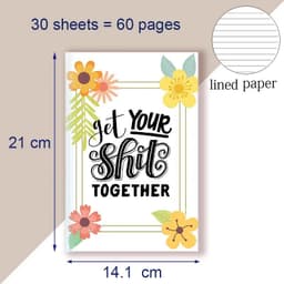 image-A5 Notebook Get Tour Shit Together UniqueFloral Cover Motivational Note Book Budget Checklist Journal Diary Inspiring Quote