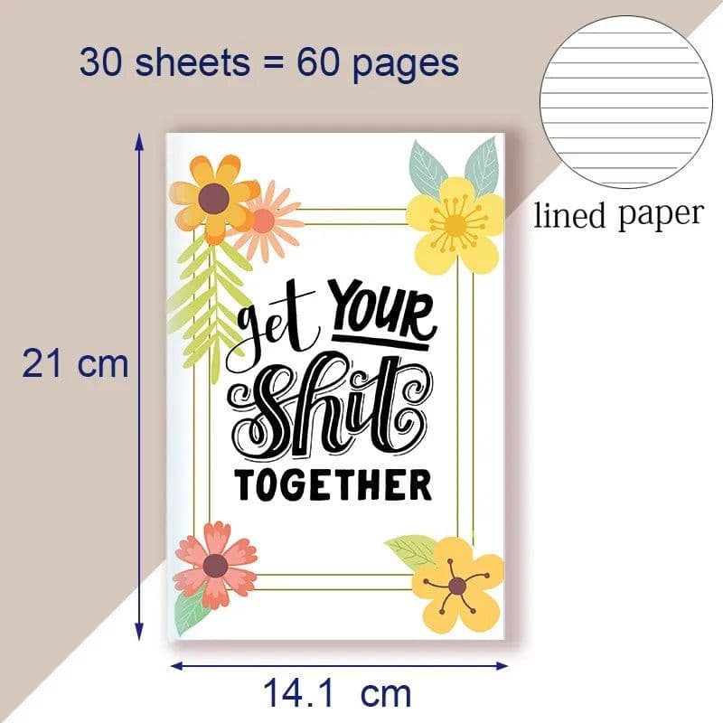 image-A5 Notebook Get Tour Shit Together UniqueFloral Cover Motivational Note Book Budget Checklist Journal Diary Inspiring Quote