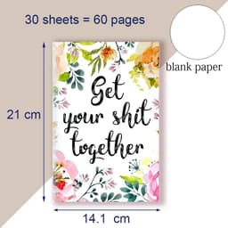 image-A5 Notebook Get Tour Shit Together UniqueFloral Cover Motivational Note Book Budget Checklist Journal Diary Inspiring Quote