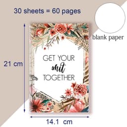 image-A5 Notebook Get Tour Shit Together UniqueFloral Cover Motivational Note Book Budget Checklist Journal Diary Inspiring Quote