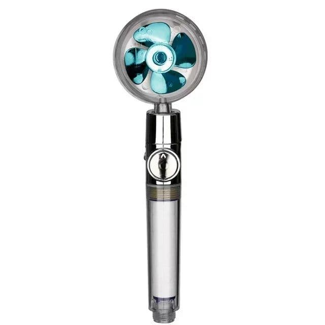 image-Turbo Propeller Water Saving Shower Head and Holder High Preassure Showerhead Rainfall with Fan Bathroom Accessories