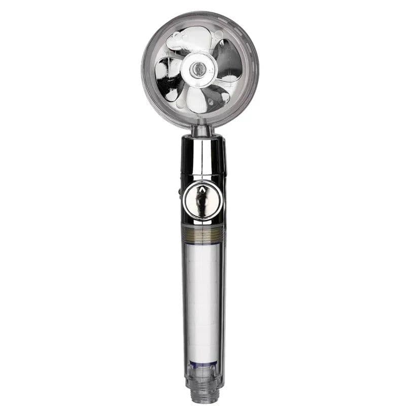 image-Turbo Propeller Water Saving Shower Head and Holder High Preassure Showerhead Rainfall with Fan Bathroom Accessories