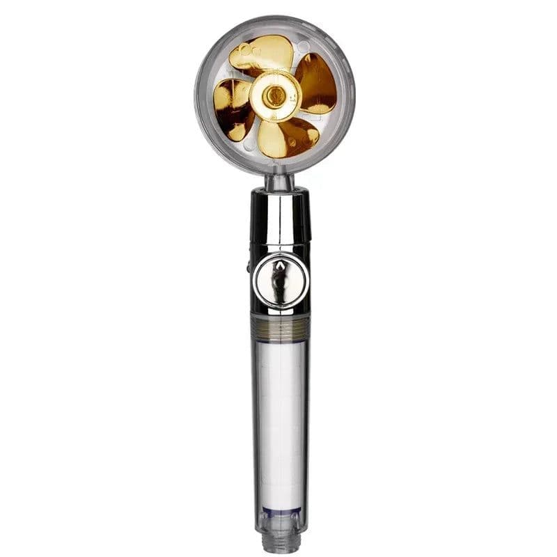 image-Turbo Propeller Water Saving Shower Head and Holder High Preassure Showerhead Rainfall with Fan Bathroom Accessories