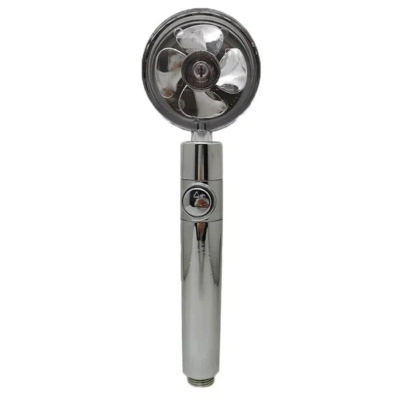 image-Turbo Propeller Water Saving Shower Head and Holder High Preassure Showerhead Rainfall with Fan Bathroom Accessories