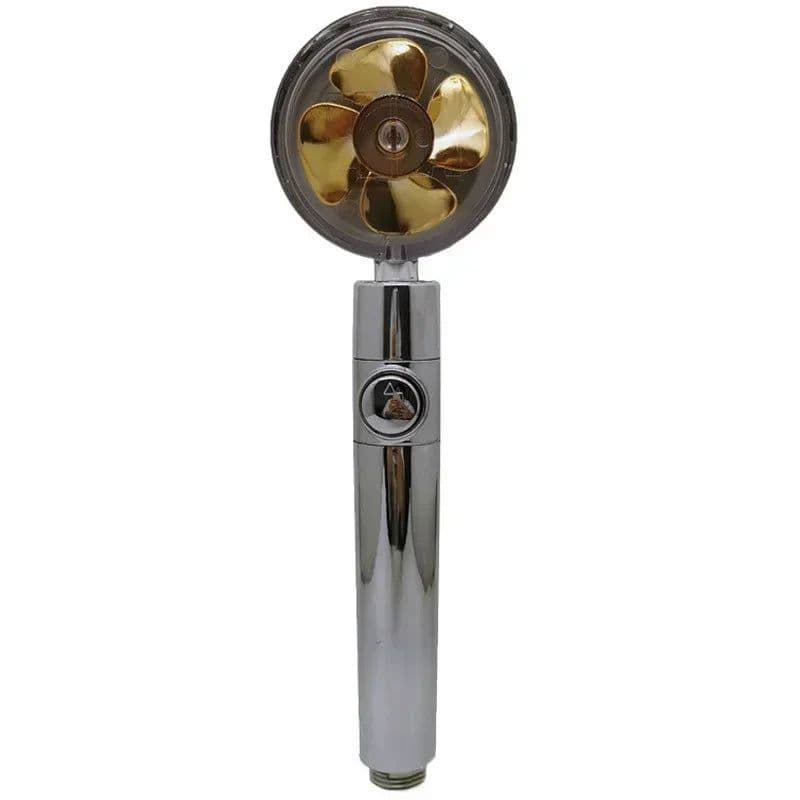 image-Turbo Propeller Water Saving Shower Head and Holder High Preassure Showerhead Rainfall with Fan Bathroom Accessories