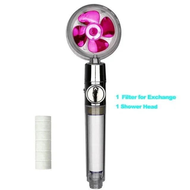 image-Turbo Propeller Water Saving Shower Head and Holder High Preassure Showerhead Rainfall with Fan Bathroom Accessories