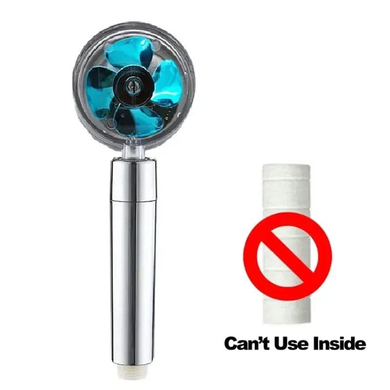 image-Turbo Propeller Water Saving Shower Head and Holder High Preassure Showerhead Rainfall with Fan Bathroom Accessories