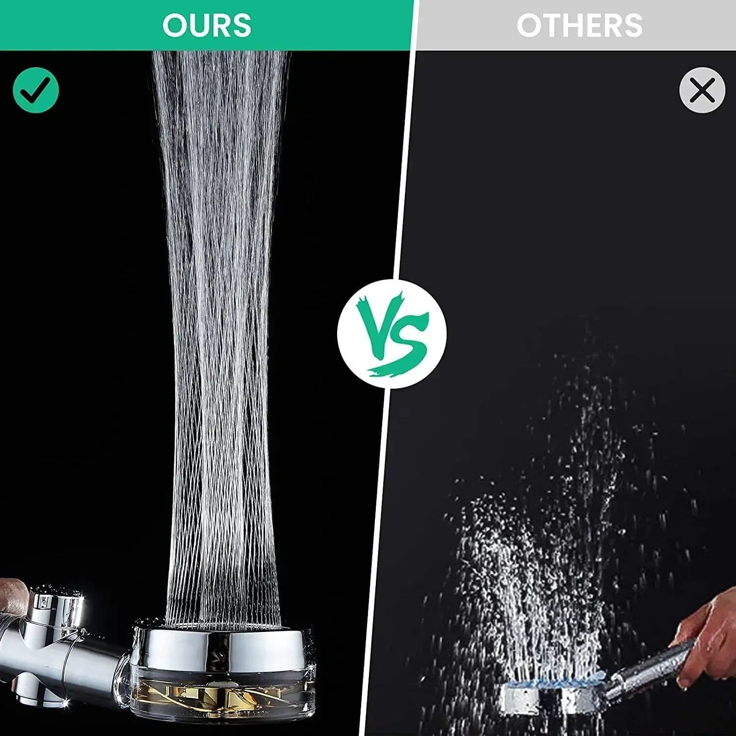 image-Turbo Propeller Water Saving Shower Head and Holder High Preassure Showerhead Rainfall with Fan Bathroom Accessories