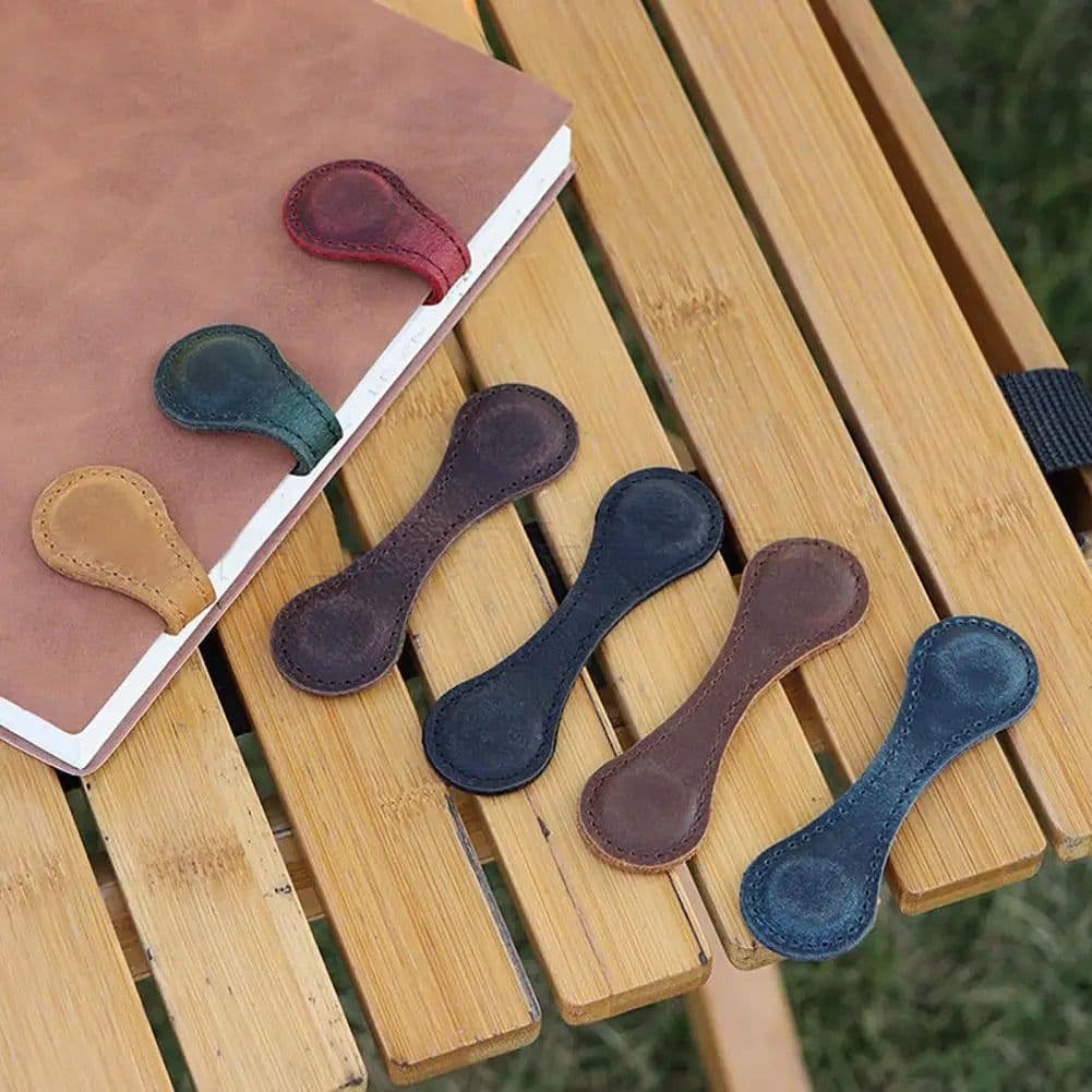 image-Leather Magnetic Bookmarks Strong Adsorption Vintage Motivational Text Book Marker Clip for Book Lover Readers School Supplies