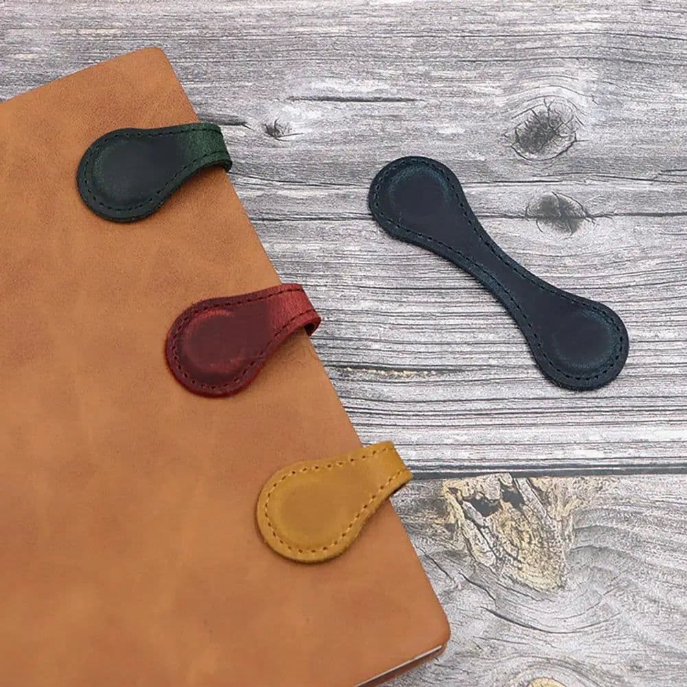 image-Leather Magnetic Bookmarks Strong Adsorption Vintage Motivational Text Book Marker Clip for Book Lover Readers School Supplies