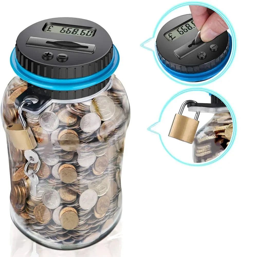 image-Piggy Bank Counter Coin Electronic Digital Lcd Counting Coin Money Saving Box Jar Coins Storage Box for Euro CHF Money