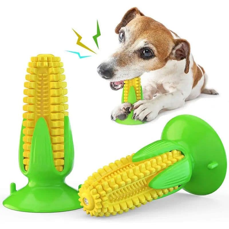 image-Pet Teething Toy for Aggressive Chewers Sounding Dog Chew Stick Corn Bite Resistant Pet Fun Squeak Toy Teething Cleaner Supplies
