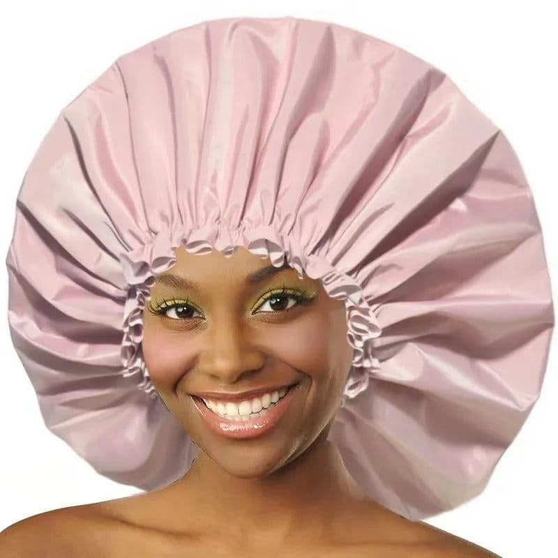 image-Extra Large Waterproof Shower Cap Women Men Long Hair Bath Cap for Bathing Cooking Baking Cleaning Makeup Protection Hair
