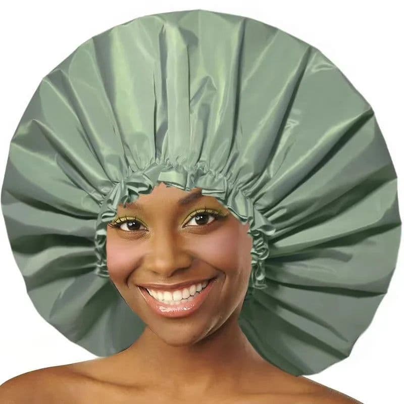 image-Extra Large Waterproof Shower Cap Women Men Long Hair Bath Cap for Bathing Cooking Baking Cleaning Makeup Protection Hair