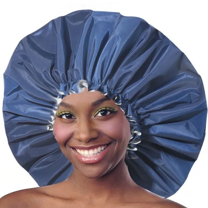 image-Extra Large Waterproof Shower Cap Women Men Long Hair Bath Cap for Bathing Cooking Baking Cleaning Makeup Protection Hair