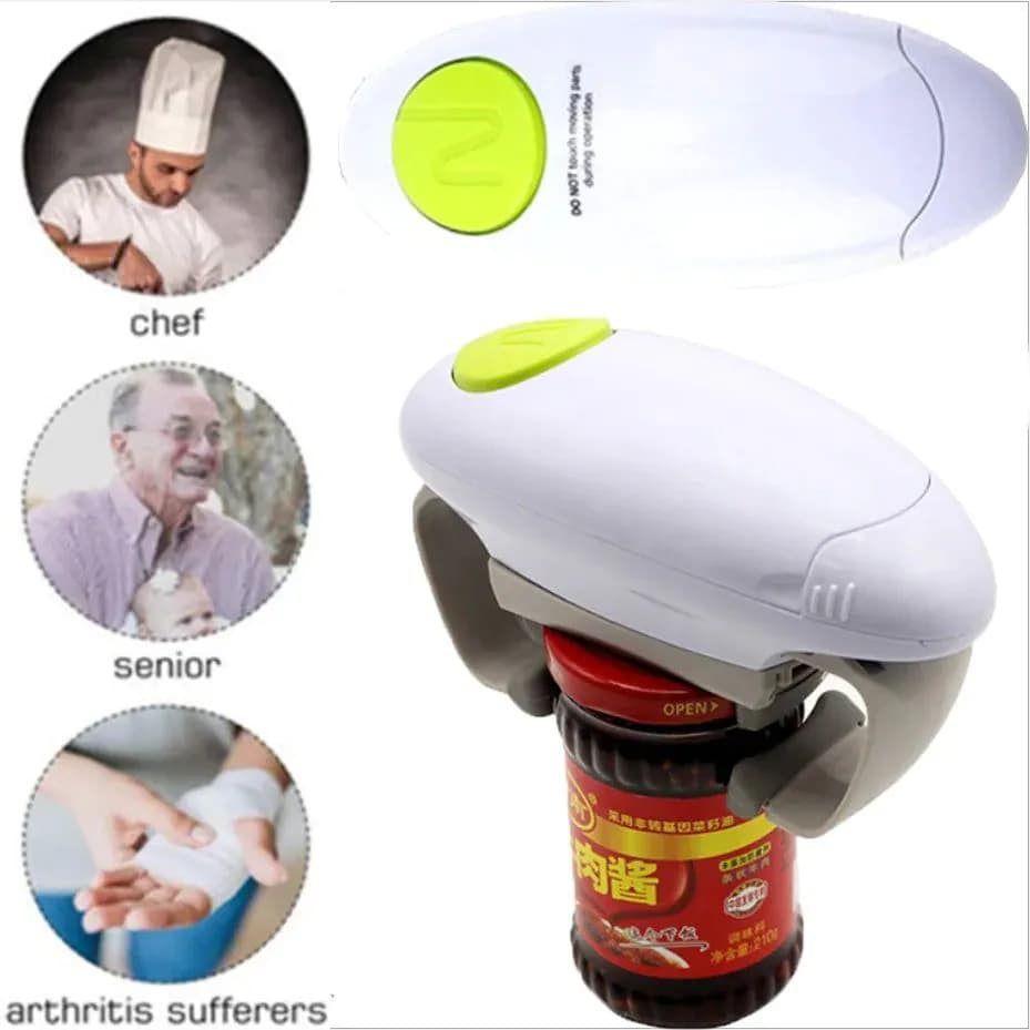 image-Automatic Electric Can Opener Beer Bottle Opener Handheld Safe Free Jar Can Tin Battery Operated Restaurant Kitchen Bar Tools
