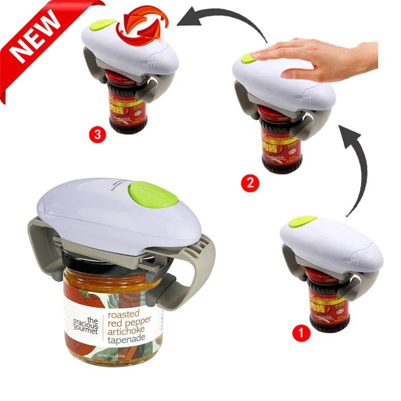 image-Automatic Electric Can Opener Beer Bottle Opener Handheld Safe Free Jar Can Tin Battery Operated Restaurant Kitchen Bar Tools