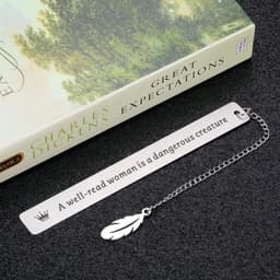 image-Book Label Retro Bookmark Stationery Leaf Pendant Page Mark Inspirational Rectangular Metal Bookmark Reading Accessories