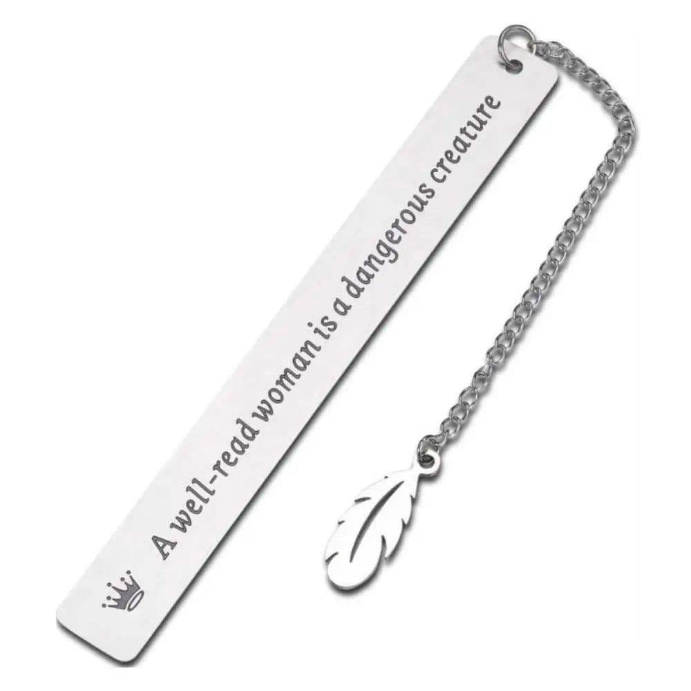 image-Book Label Retro Bookmark Stationery Leaf Pendant Page Mark Inspirational Rectangular Metal Bookmark Reading Accessories