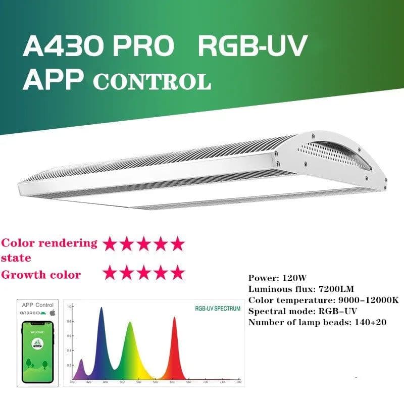image-WEEK AQUA A430 Pro 120W Full Spectrum Aquarium Led Light APP Control Aquatic Aquascaping Aquarium Lamp Lighting Fish Tankaquário