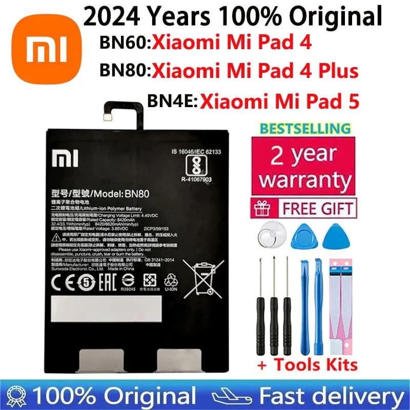 image-100% Original New High Quality BN60 BN80 BN4E Xiao Mi Tablet Battery For Xiaomi Pad4 Pad 4 Plus Mipad4 Mipad 4 5 Plus Batteries