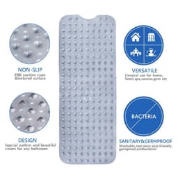 image-Non-Slip Bath Tub Shower Mat with Suction Cups,Machine Washable Bathroom Mats with Drain, Extra Large Bathtub Mat, 100x40cm