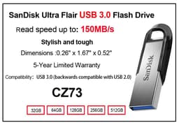 image-100% Original SanDisk USB 3.0 USB Flash Drive CZ410 32GB 64GB 128GB 256GB Pen Drive Memory Stick Black U Disk Mini Pendrive