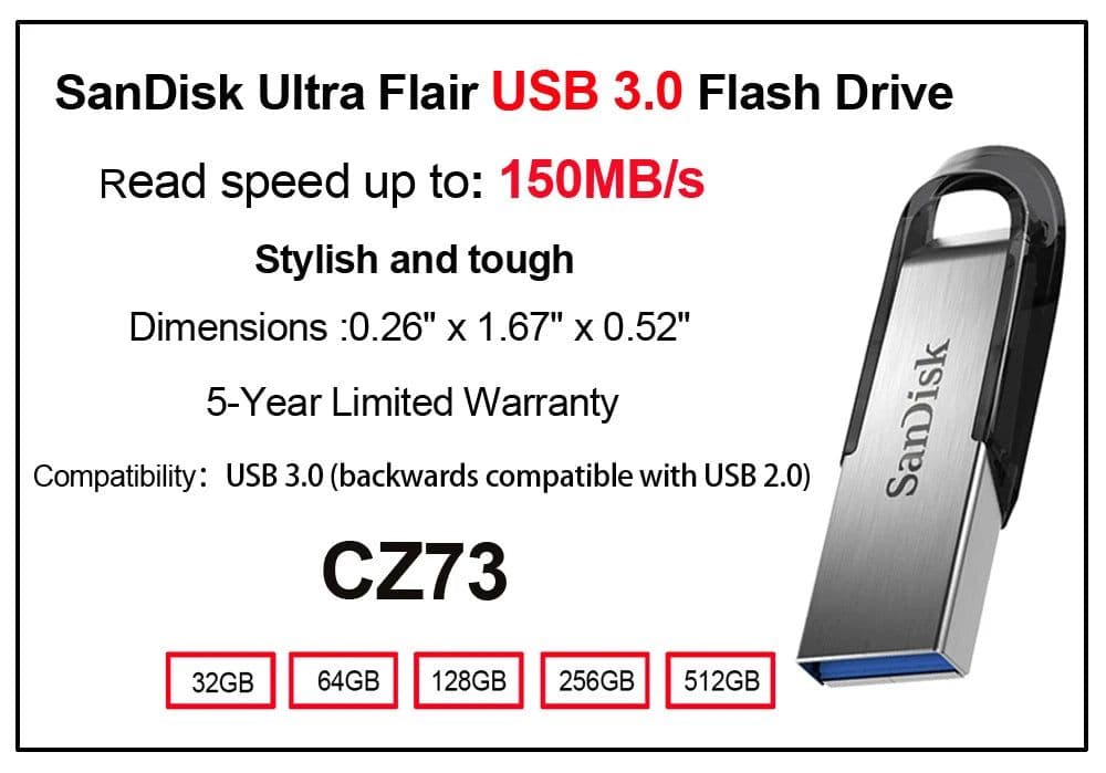 image-100% Original SanDisk USB 3.0 USB Flash Drive CZ410 32GB 64GB 128GB 256GB Pen Drive Memory Stick Black U Disk Mini Pendrive