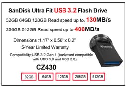 image-100% Original SanDisk USB 3.0 USB Flash Drive CZ410 32GB 64GB 128GB 256GB Pen Drive Memory Stick Black U Disk Mini Pendrive