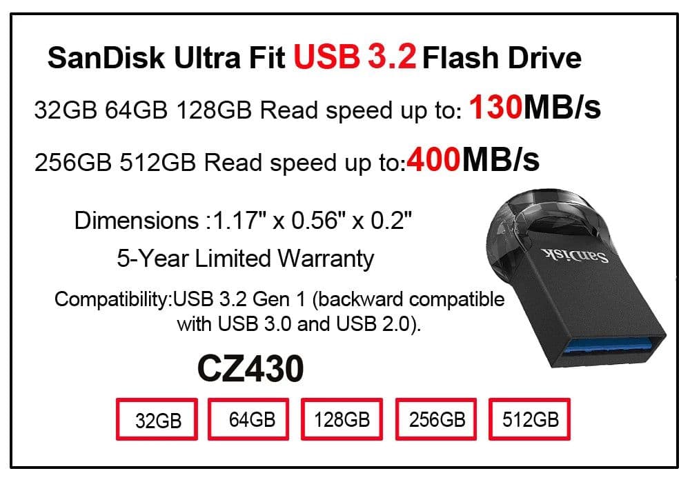 image-100% Original SanDisk USB 3.0 USB Flash Drive CZ410 32GB 64GB 128GB 256GB Pen Drive Memory Stick Black U Disk Mini Pendrive
