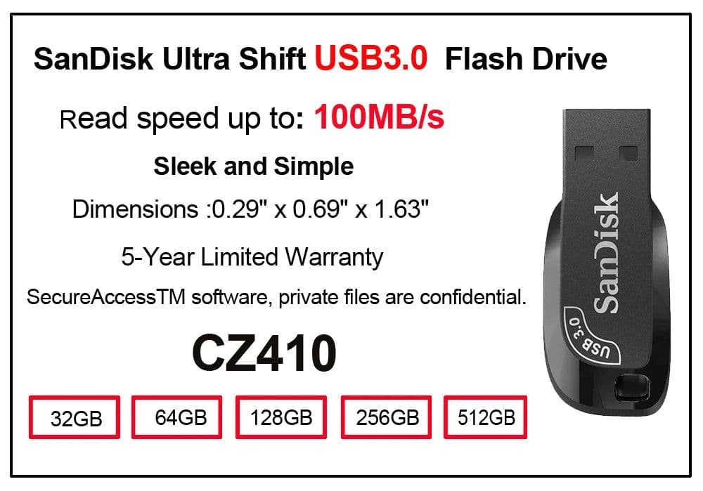 image-100% Original SanDisk USB 3.0 USB Flash Drive CZ410 32GB 64GB 128GB 256GB Pen Drive Memory Stick Black U Disk Mini Pendrive