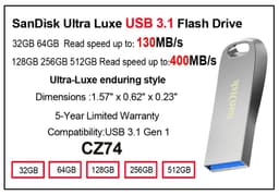 image-100% Original SanDisk USB 3.0 USB Flash Drive CZ410 32GB 64GB 128GB 256GB Pen Drive Memory Stick Black U Disk Mini Pendrive