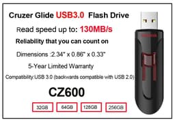 image-100% Original SanDisk USB 3.0 USB Flash Drive CZ410 32GB 64GB 128GB 256GB Pen Drive Memory Stick Black U Disk Mini Pendrive