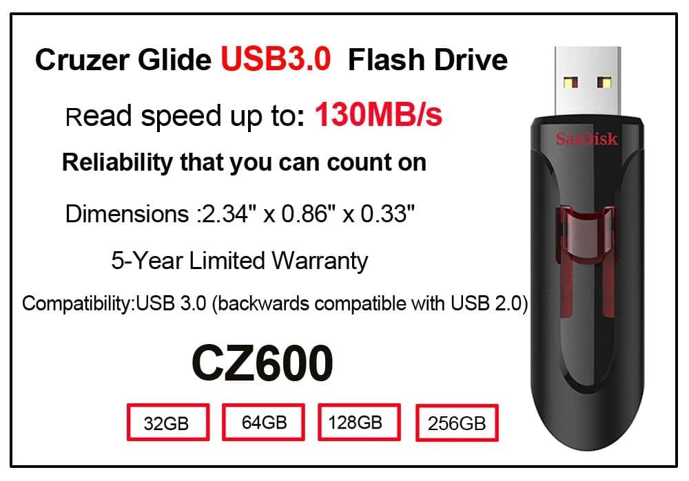 image-100% Original SanDisk USB 3.0 USB Flash Drive CZ410 32GB 64GB 128GB 256GB Pen Drive Memory Stick Black U Disk Mini Pendrive
