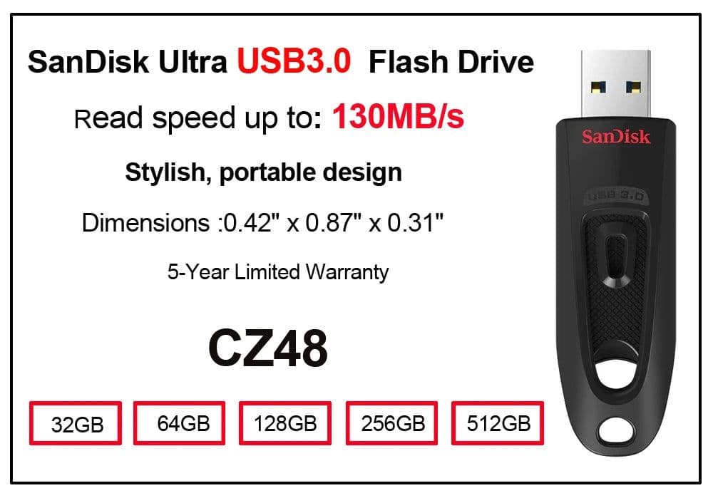 image-100% Original SanDisk USB 3.0 USB Flash Drive CZ410 32GB 64GB 128GB 256GB Pen Drive Memory Stick Black U Disk Mini Pendrive