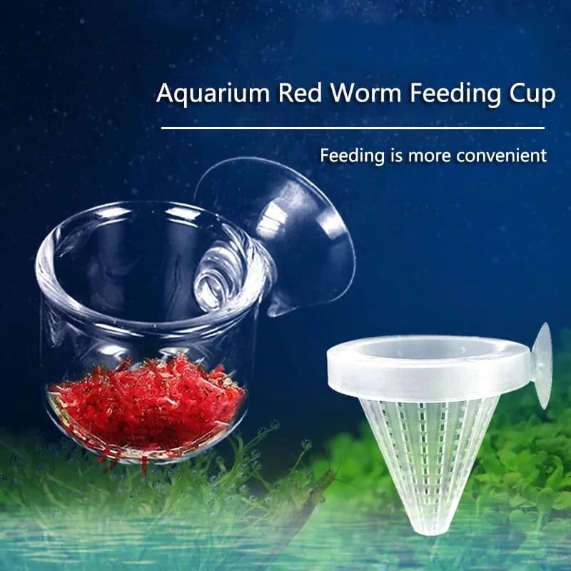 image-1pc Plastic Automatic Feeder With Suction Cup For Aquarium Red Worm Feeding Fish Tank Cone Live Food Tapered Hopper Basket New