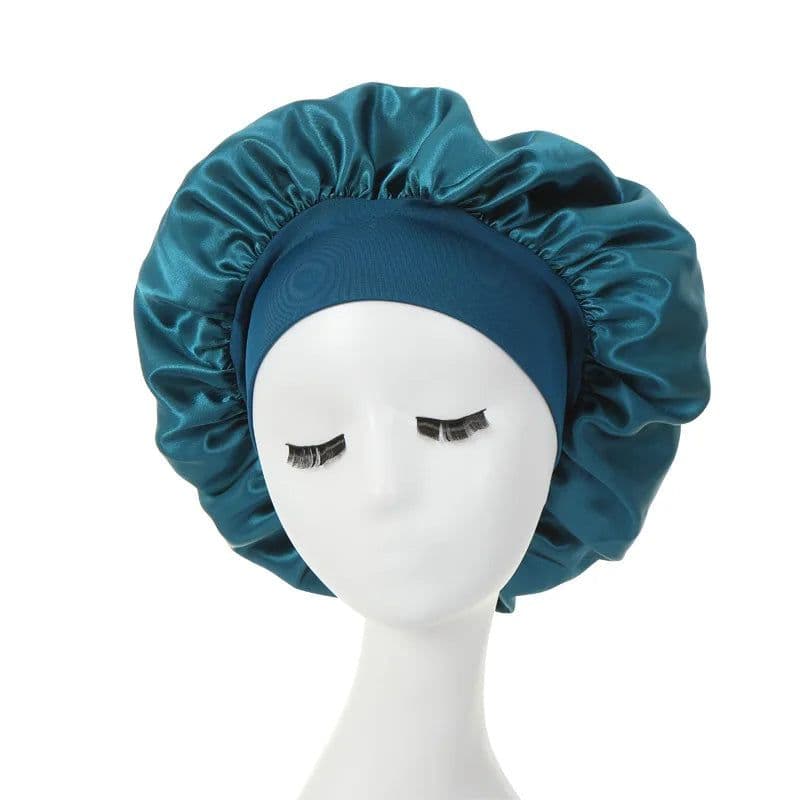 image-Women Sleeping Caps Bathroom Satin Solid Color Stretch Bonnets Hair Hat for Daily Use and Beauty