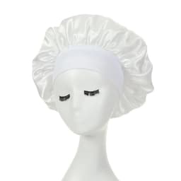 image-Women Sleeping Caps Bathroom Satin Solid Color Stretch Bonnets Hair Hat for Daily Use and Beauty