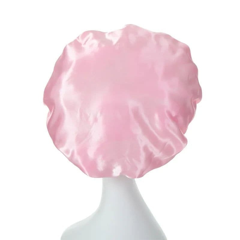 image-Women Sleeping Caps Bathroom Satin Solid Color Stretch Bonnets Hair Hat for Daily Use and Beauty