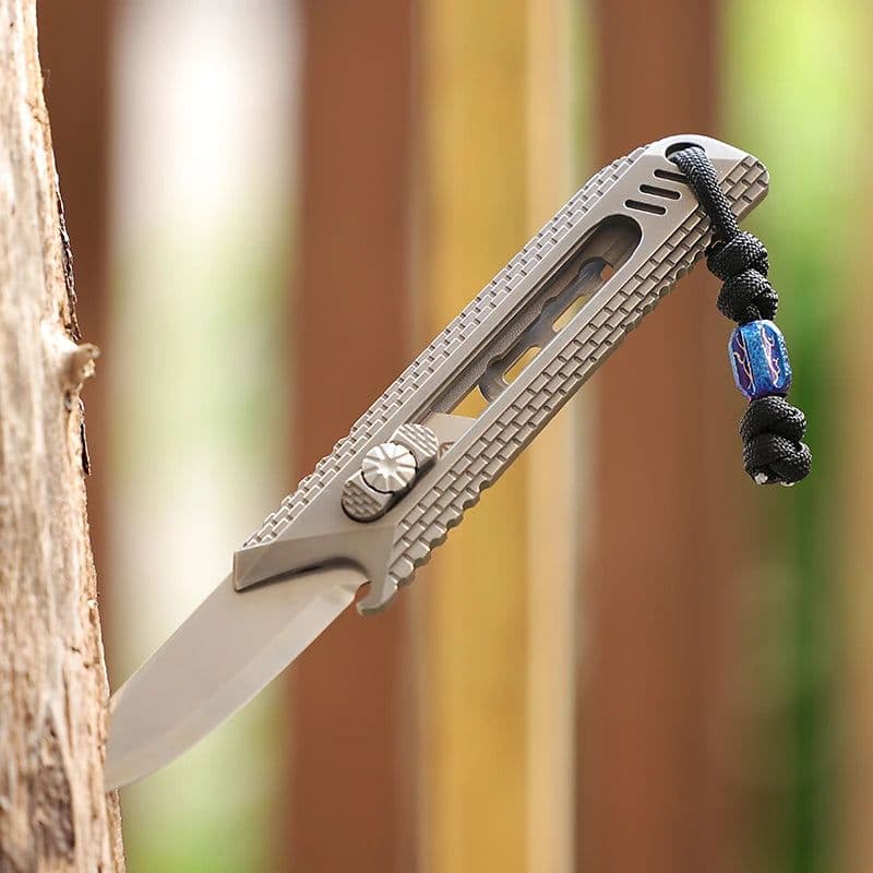 image-A Colorful Series Titanium Alloy Knife Beads Pendant Outdoor Knife Lanyard Camping Gear Survival EDC Paracorde Servival Tools