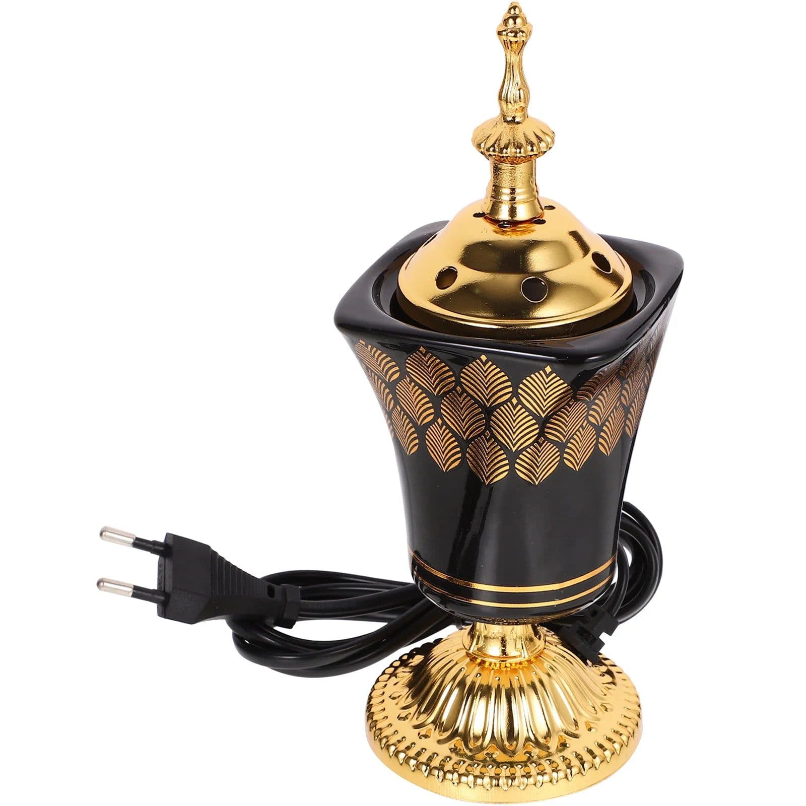 image-Electric Ceramic Incense Burner Arabia Charcoal Bakhoor Censer Middle East Sandalwood Fragrance Stove Home Decoration US/EU Plug