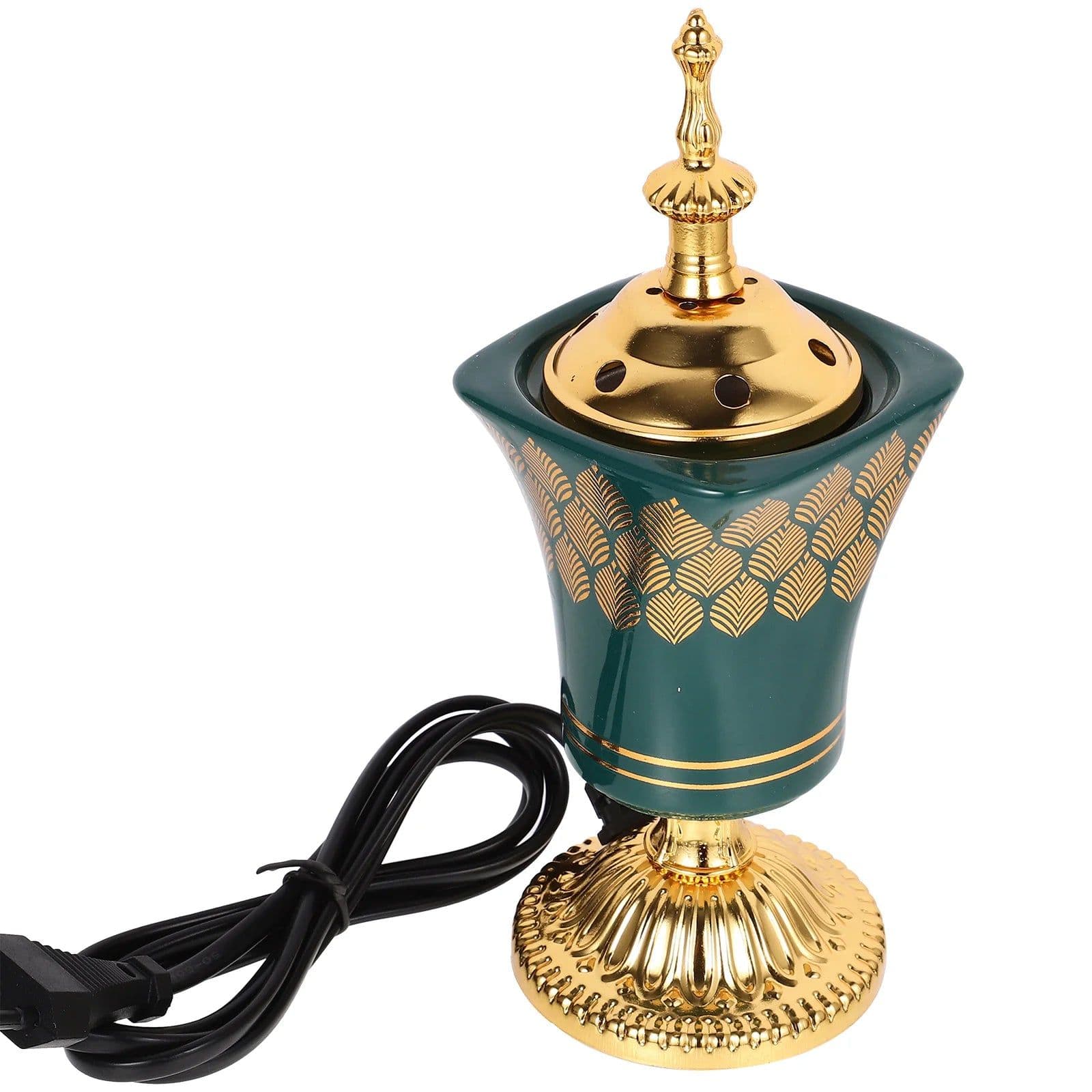 image-Electric Ceramic Incense Burner Arabia Charcoal Bakhoor Censer Middle East Sandalwood Fragrance Stove Home Decoration US/EU Plug