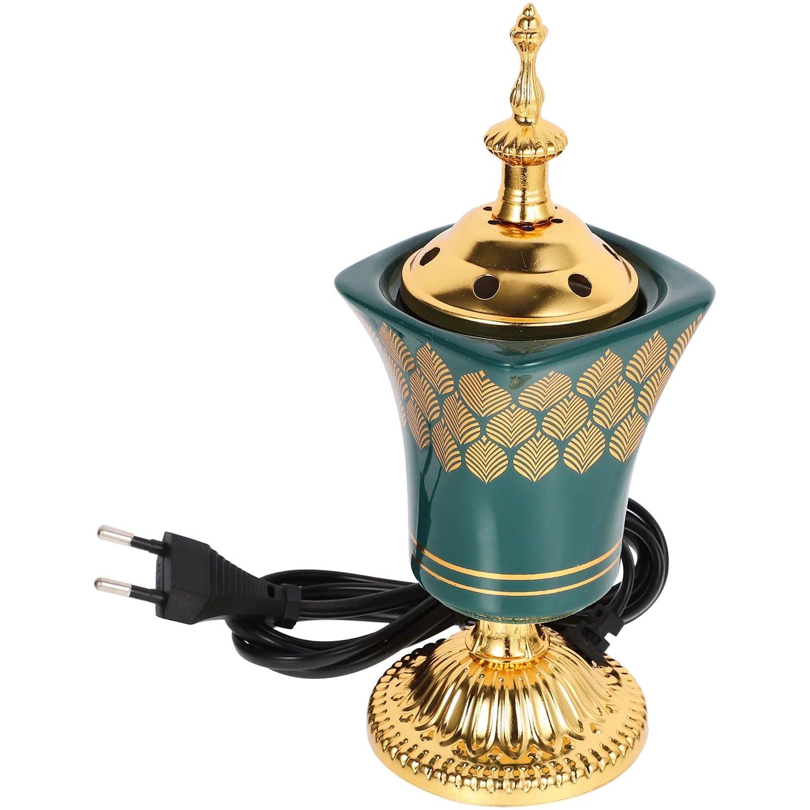 image-Electric Ceramic Incense Burner Arabia Charcoal Bakhoor Censer Middle East Sandalwood Fragrance Stove Home Decoration US/EU Plug