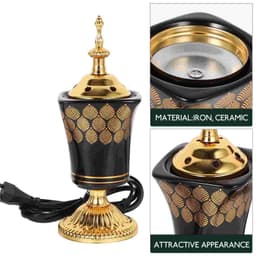 image-Electric Ceramic Incense Burner Arabia Charcoal Bakhoor Censer Middle East Sandalwood Fragrance Stove Home Decoration US/EU Plug