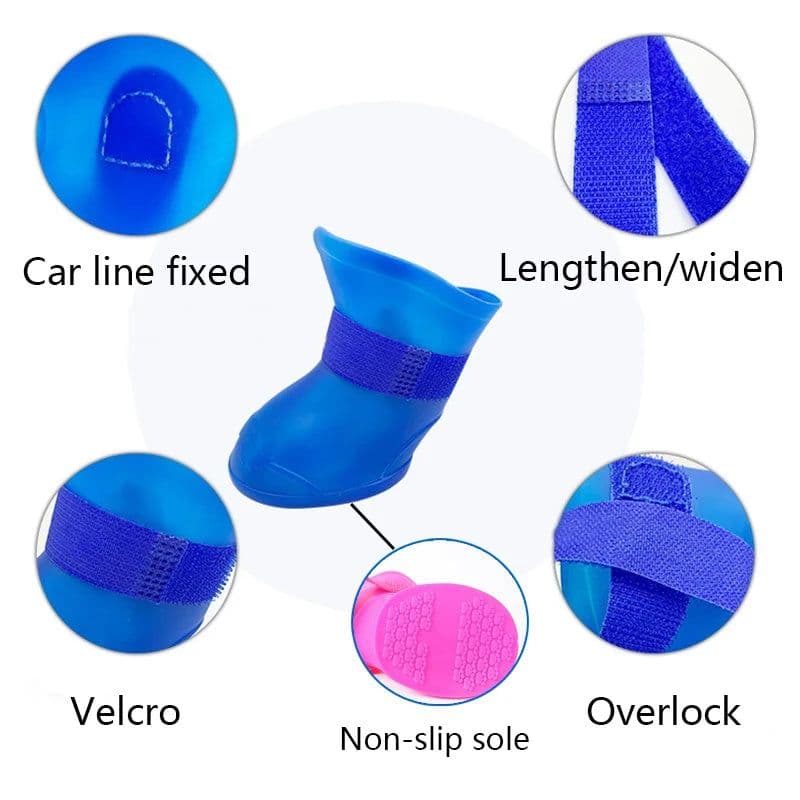 image-Soft Silicone Pet Rain Shoes Anti-slip Wear-resistant Dog Rain Boots Jelly-coloured Golden Pet Outdoor Waterproof Shoes