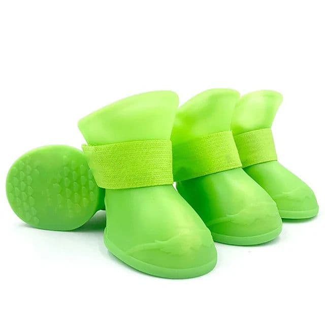 image-Soft Silicone Pet Rain Shoes Anti-slip Wear-resistant Dog Rain Boots Jelly-coloured Golden Pet Outdoor Waterproof Shoes