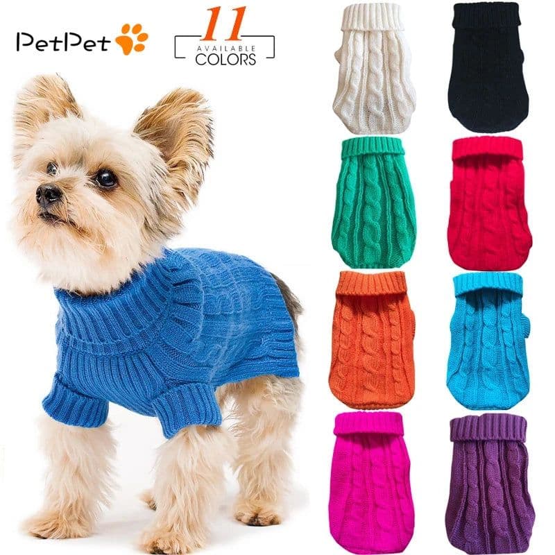 image-Pet Dog Sweaters Winter Pet Clothes for Small Dogs Warm Sweater Coat Outfit for Cats Clothes Woolly Soft Dog T Shirt Jacket