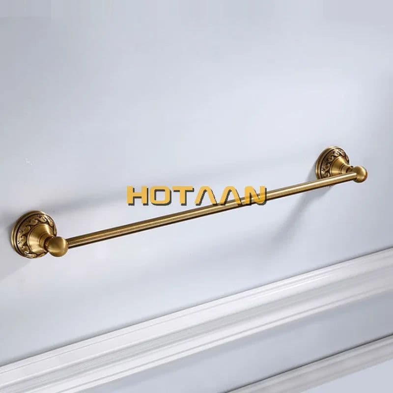 image-Antique Brass Bathroom Towel Holder Single Towel Bar Towel Rack Solid Aluminium Towel Rail 30/40/45/50/60cm Bathroom Accessories