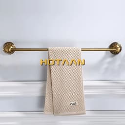 image-Antique Brass Bathroom Towel Holder Single Towel Bar Towel Rack Solid Aluminium Towel Rail 30/40/45/50/60cm Bathroom Accessories