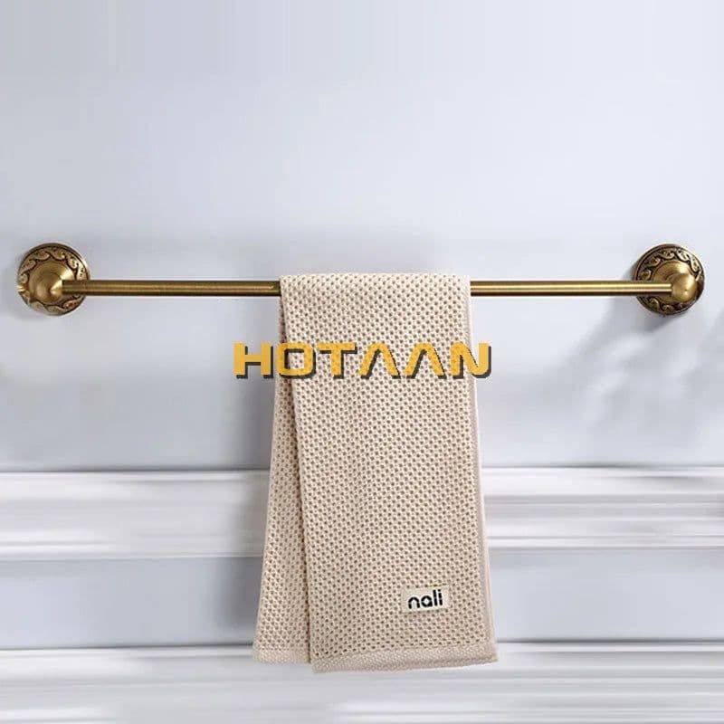 image-Antique Brass Bathroom Towel Holder Single Towel Bar Towel Rack Solid Aluminium Towel Rail 30/40/45/50/60cm Bathroom Accessories